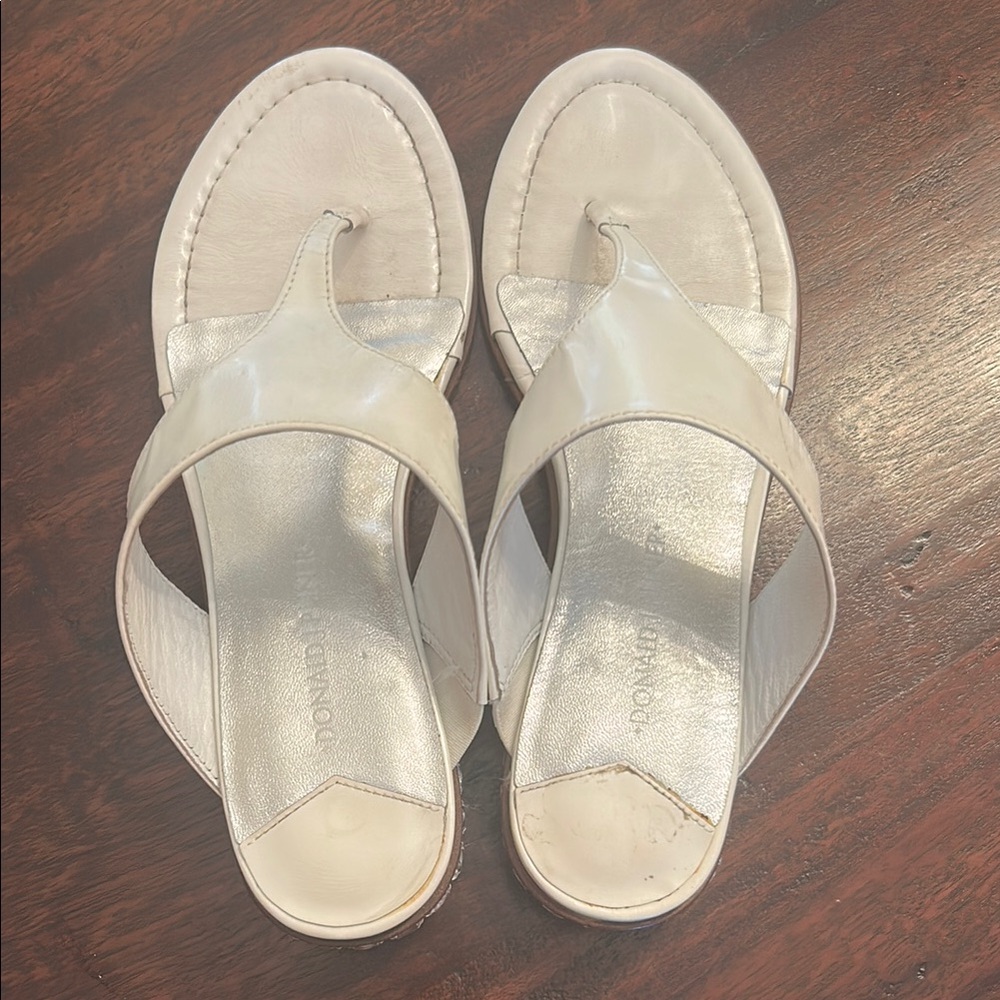 Donald J. Pliner White Sandals with Subtle Stitching - Picture 3 of 10